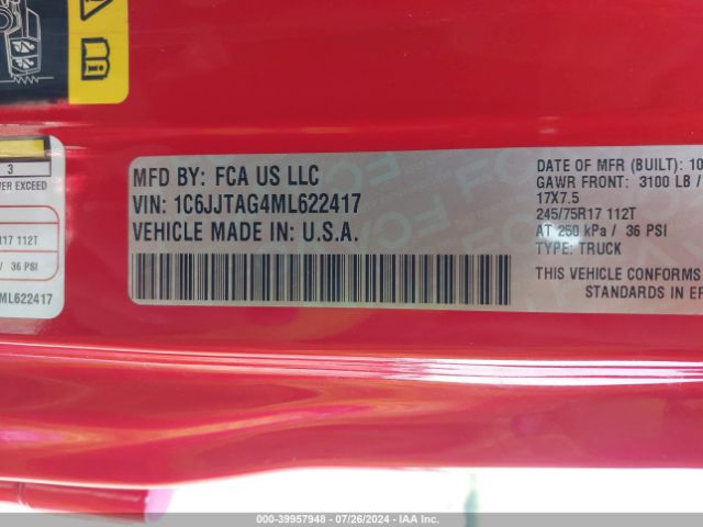 1C6JJTAG4ML622417 Jeep Gladiator Sport S 4x4