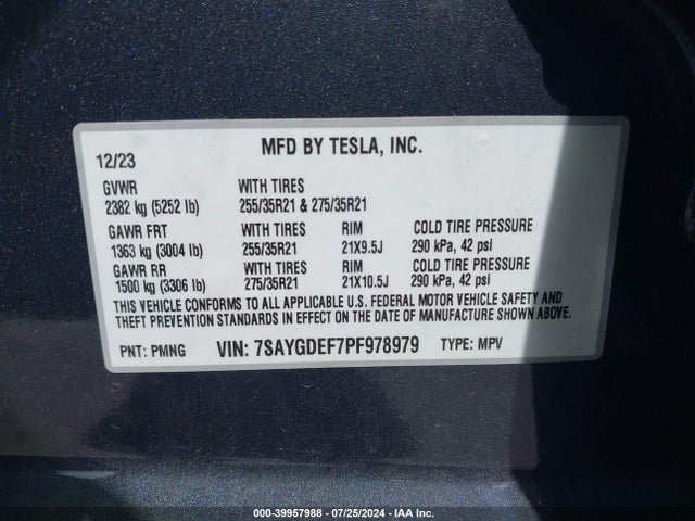 7SAYGDEF7PF978979 Tesla Model Y Awd/performance Dual Motor All-wheel Drive