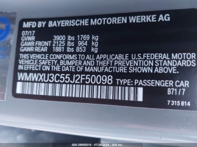 WMWXU3C55J2F50098 Mini Hardtop Cooper S