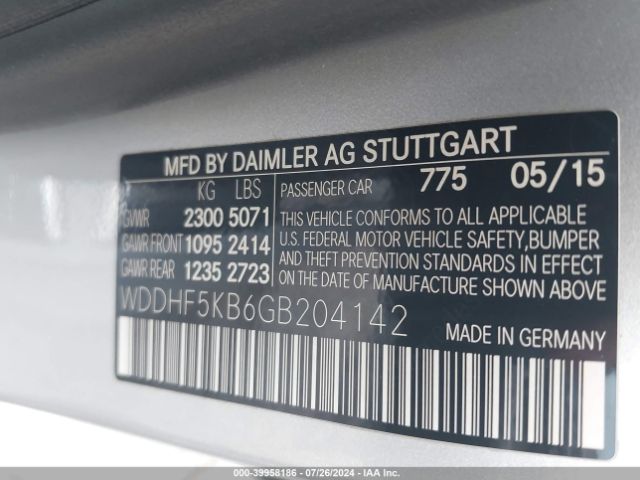 WDDHF5KB6GB204142 Mercedes-Benz E 350