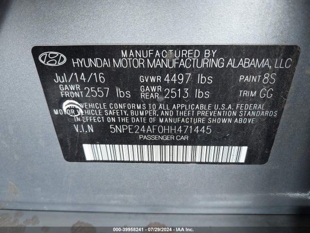 Hyundai Sonata 2017 5NPE24AF0HH471445 Image 9
