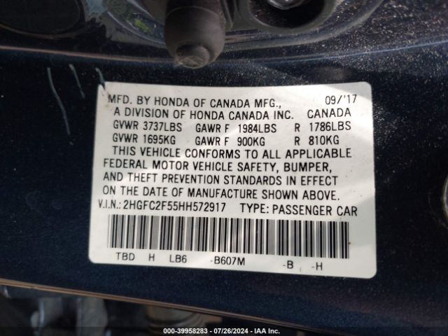 2HGFC2F55HH572917 Honda Civic Lx
