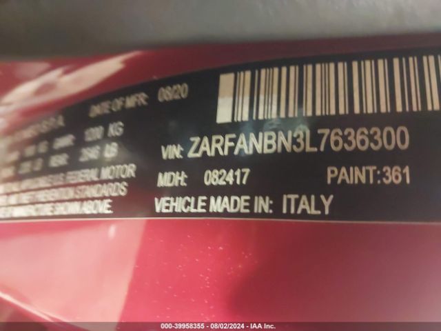 ZARFANBN3L7636300 Alfa Romeo Giulia Ti Sport Awd