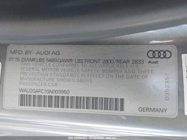 WAU2GAFC1GN003950 Audi A7 3.0t Premium Plus