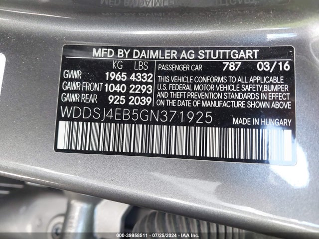 WDDSJ4EB5GN371925 Mercedes-Benz CLA 250