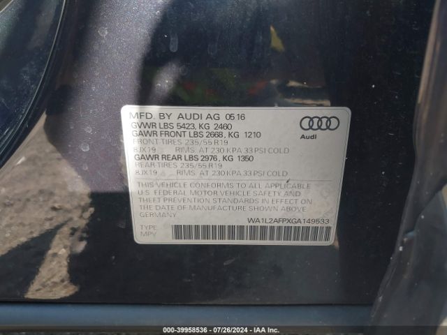 WA1L2AFPXGA149533 Audi Q5 2.0t Premium