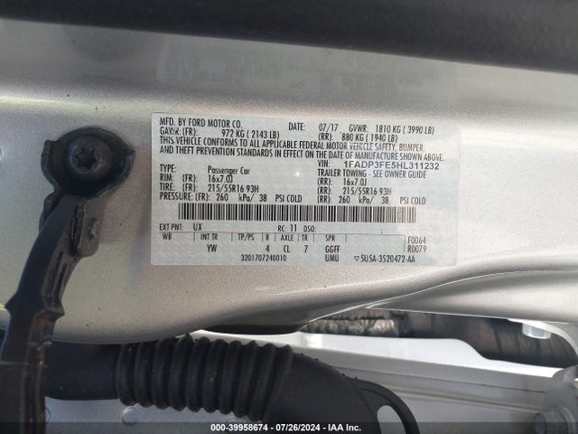 Ford FOCUS SE 2017 1FADP3FE5HL311232 Image 9