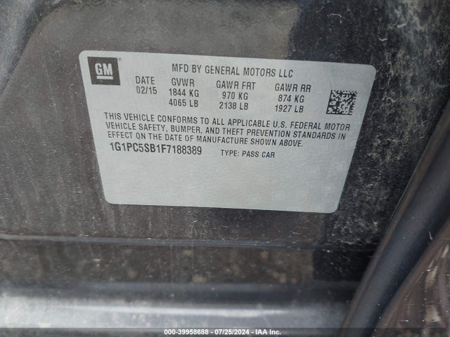 1G1PC5SB1F7188389 Chevrolet Cruze 1lt Auto