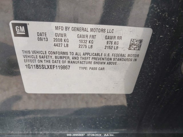 Chevrolet Malibu 1ls 2014 1G11B5SLXEF119867 Image 9