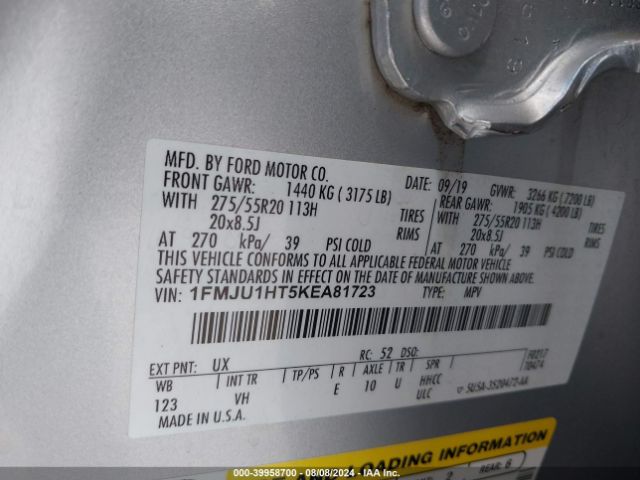 1FMJU1HT5KEA81723 Ford Expedition Xlt