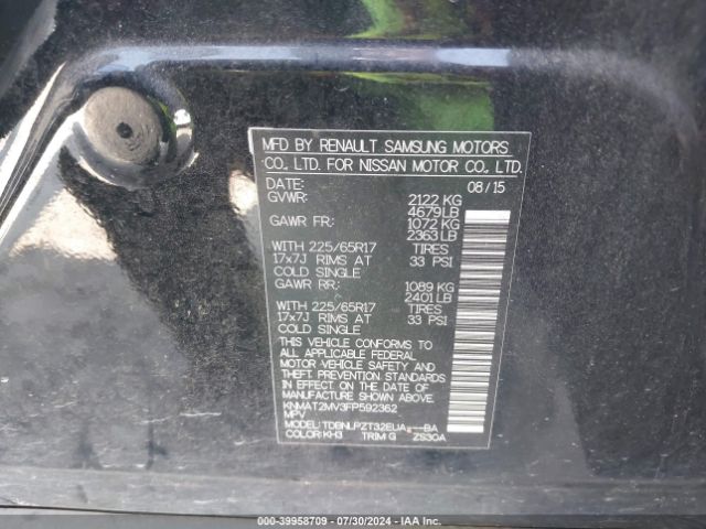 KNMAT2MV3FP592362 Nissan ROGUE S