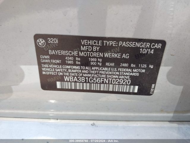 WBA3B1G56FNT02920 BMW 320i