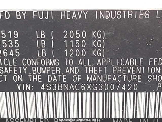 4S3BNAC6XG3007420 Subaru Legacy 2.5i Premium