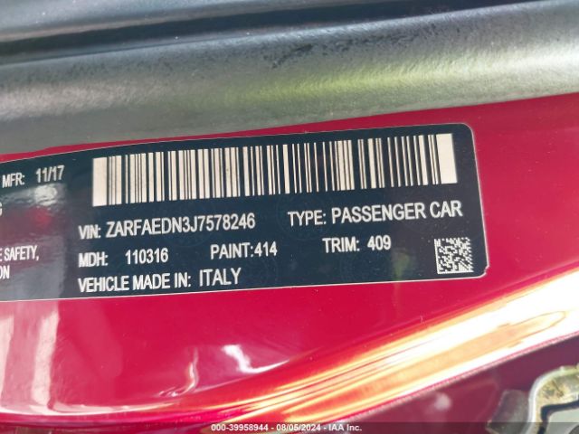 ZARFAEDN3J7578246 Alfa Romeo Giulia Awd