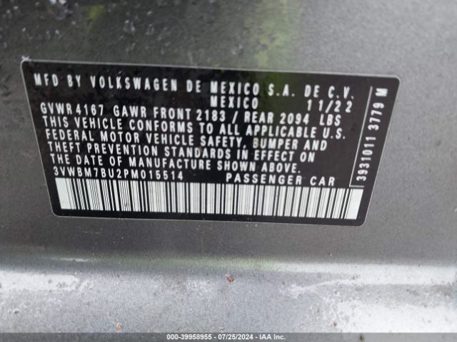3VWBM7BU2PM015514 Volkswagen Jetta 1.5t Sport