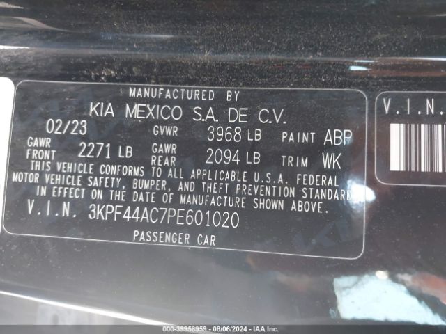 3KPF44AC7PE601020 KIA FORTE GT