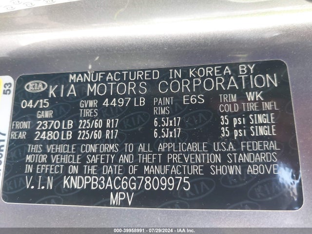 KIA Sportage Lx 2016 KNDPB3AC6G7809975 Image 9