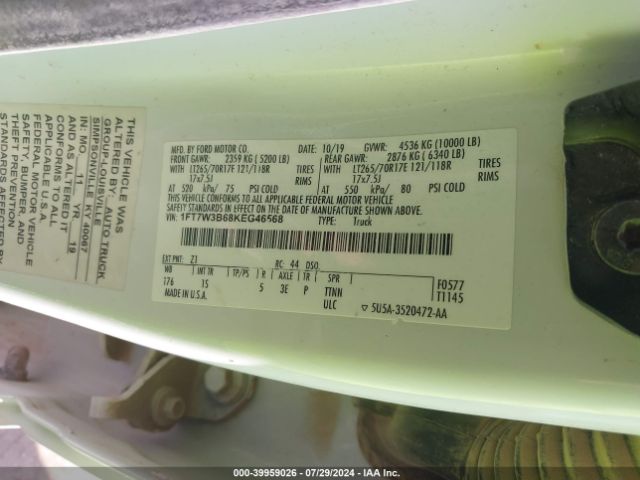 1FT7W3B68KEG46568 Ford F-350 Xl