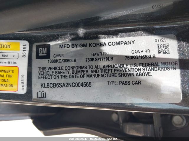 KL8CB6SA2NC004565 Chevrolet Spark Fwd Ls Automatic
