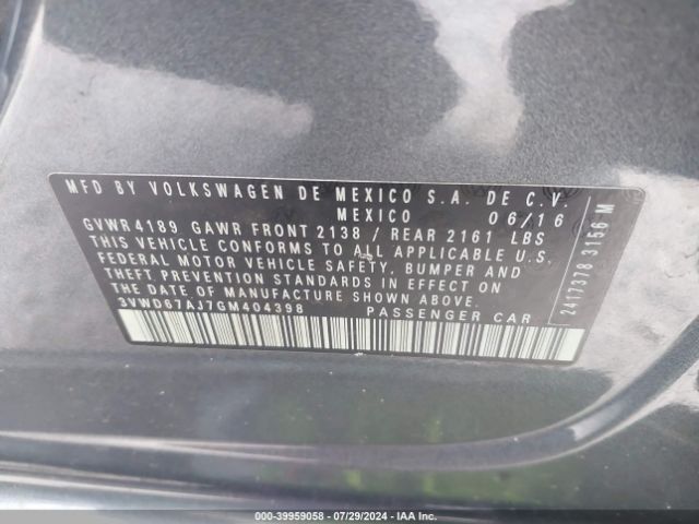 3VWD67AJ7GM404398 Volkswagen Jetta 1.4t Se