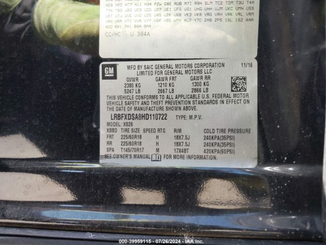 LRBFXDSA8HD110722 Buick Envision Essence