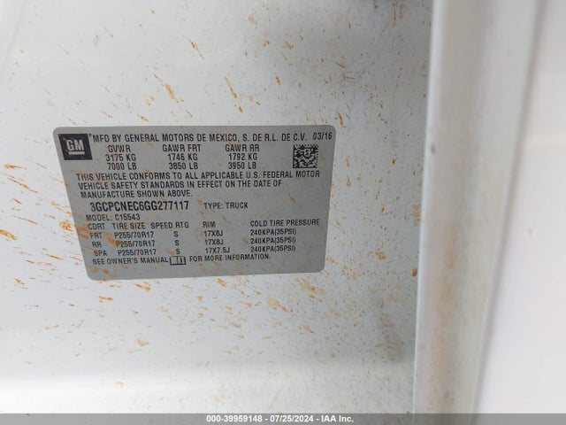 Chevrolet Silverado 1500 Wt 2016 3GCPCNEC6GG277117 Image 9