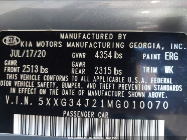5XXG34J21MG010070 KIA K5 EX