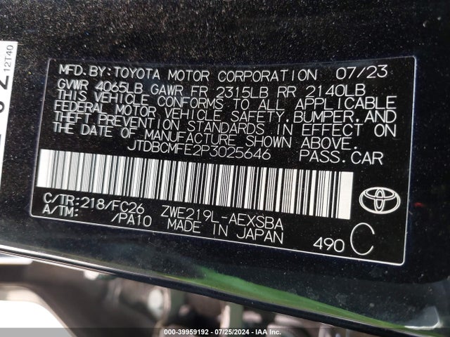 Toyota Corolla Hybrid Xle 2023 JTDBCMFE2P3025646 Image 9