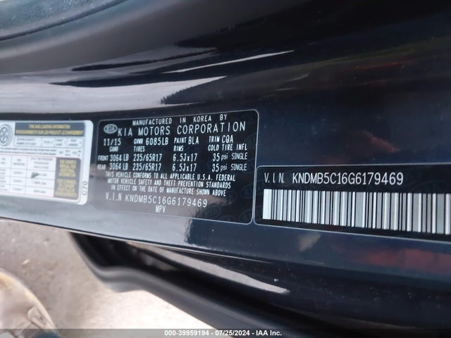 KIA SEDONA LX 2016 KNDMB5C16G6179469 Image 9