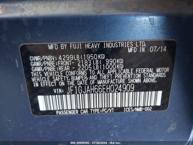 JF1GJAH66EH024909 Subaru Impreza 2.0i Limited