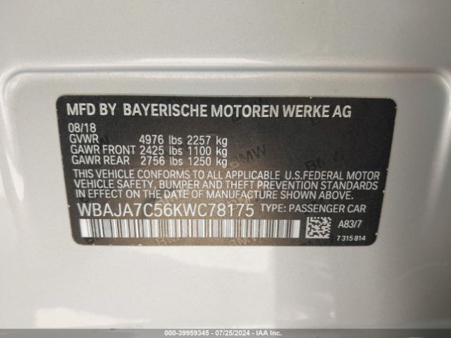 WBAJA7C56KWC78175 BMW 530i Xdrive