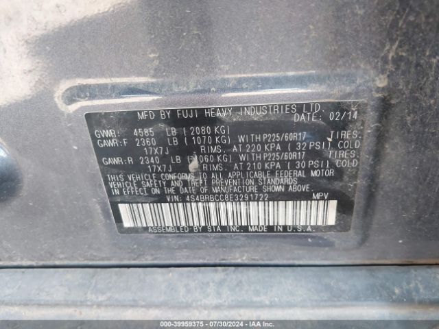 4S4BRBCC8E3291722 Subaru Outback 2.5i Premium
