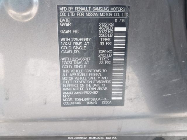 Nissan ROGUE SV 2017 KNMAT2MV0HP522482 Image 9