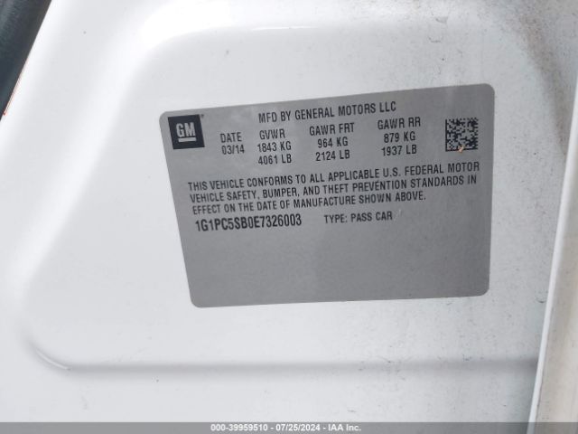 1G1PC5SB0E7326003 Chevrolet Cruze 1lt Auto