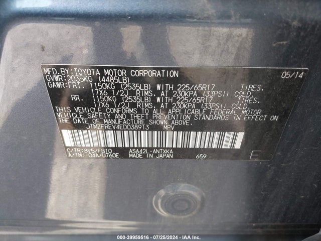 Toyota RAV4 LE 2014 JTMZFREV4ED038913 Image 9