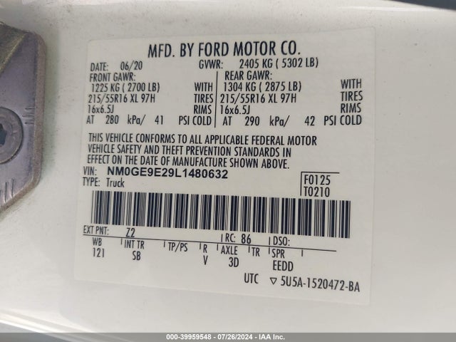Ford Transit Connect Xl Passenger 2020 NM0GE9E29L1480632 Image 9
