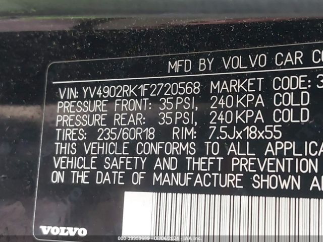 YV4902RK1F2720568 Volvo Xc60 T6