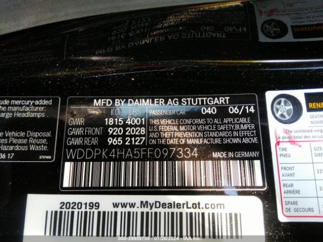WDDPK4HA5FF097334 Mercedes-Benz SLK 250