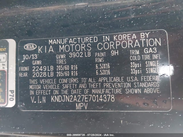 KIA Soul 2014 KNDJN2A27E7014378 Image 9