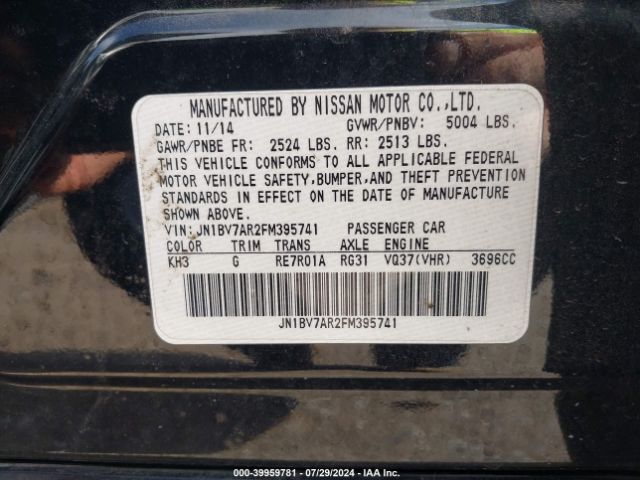 JN1BV7AR2FM395741 Infiniti Q50 Premium/sport