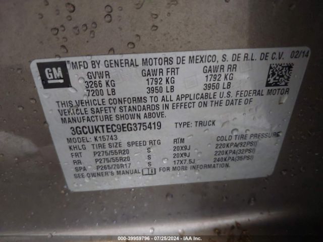 3GCUKTEC9EG375419 Chevrolet Silverado 1500 High Country