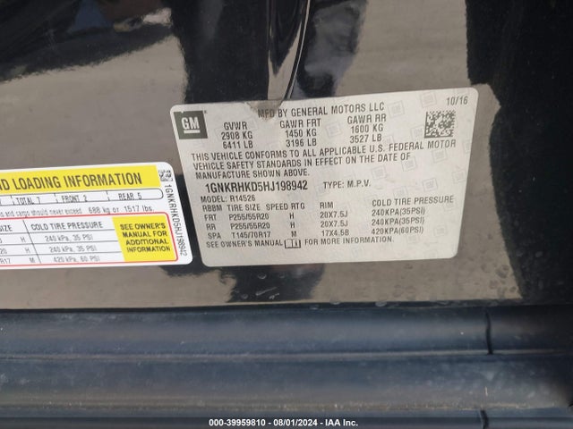 Chevrolet Traverse 2lt 2017 1GNKRHKD5HJ198942 Image 9