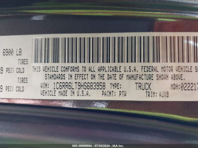 1C6RR6LT9HS683958 RAM 1500 Lone Star Silver  4x2 5'7 Box