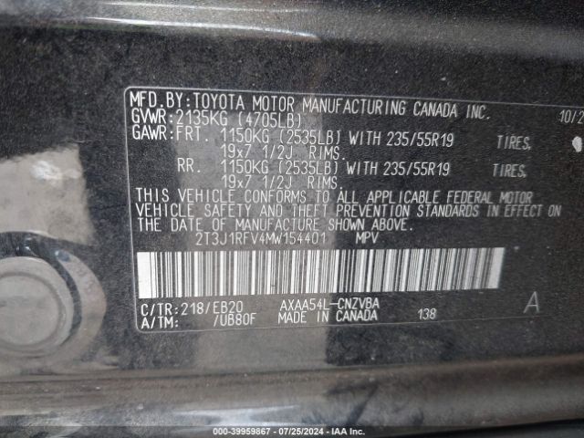 2T3J1RFV4MW154401 Toyota Rav4 Adventure