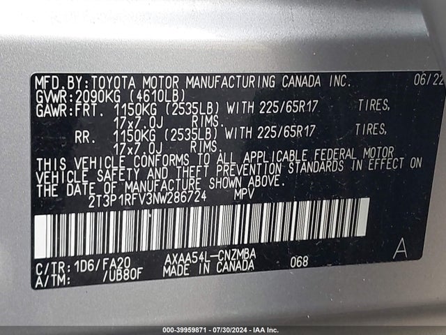 Toyota Rav4 Xle 2022 2T3P1RFV3NW286724 Image 9