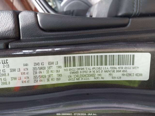 1C4RJEAG4KC630652 Jeep Grand Cherokee Altitude 4x2