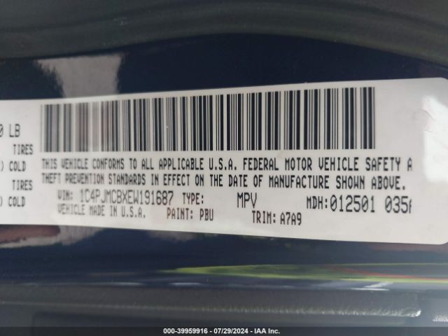 1C4PJMCBXEW191687 Jeep Cherokee Latitude