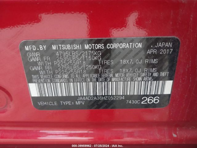 JA4AD2A36HZ052294 Mitsubishi Outlander Es