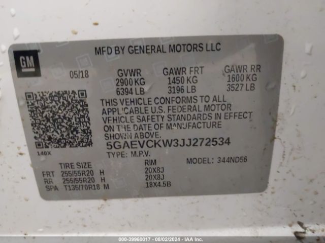 5GAEVCKW3JJ272534 Buick Enclave Avenir