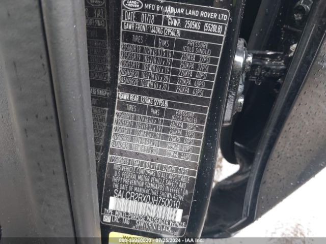 SALCR2RX0JH750010 Land Rover Discovery Sport Hse